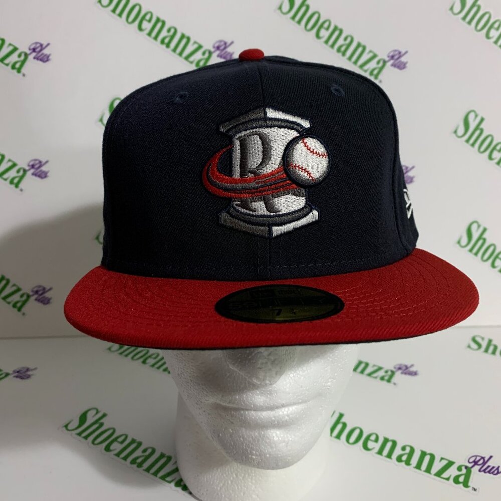 New Era 59Fifty Hat MiLB Rome Braves Baseball Fitted Cap Navy Blue Red 7 3/4